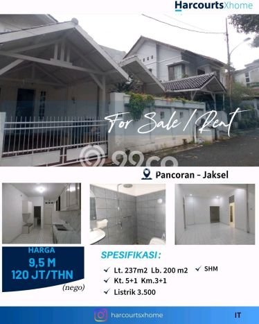 Hunian Eksklusif Dijual LT 237m2 di Pancoran, Jakarta Selatan Hunian Eksklusif Dijual LT 237m2 di Pancoran, Jakarta Selatan