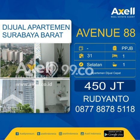 Dijual Apartemen 1 KT di Surabaya Luas 31m2 Dijual Apartemen 1 KT di Surabaya Luas 31m2