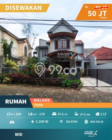 Rumah sewa siap huni 6 Kamar Tidur di Tidar, Malang Rumah sewa siap huni 6 Kamar Tidur di Tidar, Malang