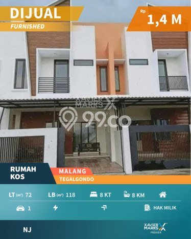 Kos-kosan Dijual di Dau, Malang, 8 KT, 8 KM, Bangunan 118m2 Kos-kosan Dijual di Dau, Malang, 8 KT, 8 KM, Bangunan 118m2