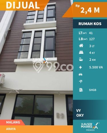 Unit Kost Dijual di Araya dengan 4 Kamar Area Ramai Unit Kost Dijual di Araya dengan 4 Kamar Area Ramai