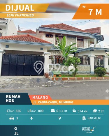 Kost Dijual Lokasi Blimbing, Malang, 12 KT, 9 KM, 800m2 Kost Dijual Lokasi Blimbing, Malang, 12 KT, 9 KM, 800m2