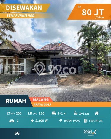 Rumah sewa siap huni 4 Kamar Tidur di Araya, Malang Rumah sewa siap huni 4 Kamar Tidur di Araya, Malang