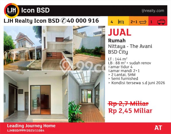 Rumah Minimalis 3 KT di BSD Avani Tangerang Semi Furnished Rumah Minimalis 3 KT di BSD Avani Tangerang Semi Furnished