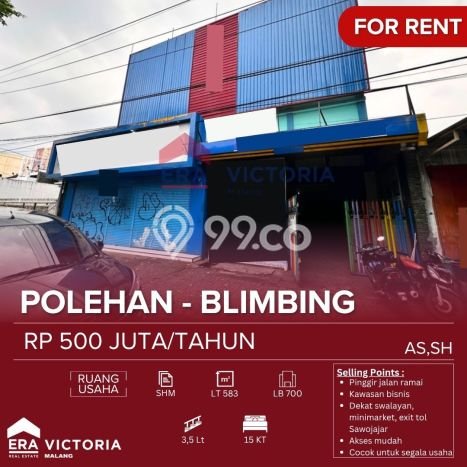 Komersial bagus disewakan di Blimbing Malang dengan LB 700m2 harga sewa terbaik Komersial bagus disewakan di Blimbing Malang dengan LB 700m2 harga sewa terbaik