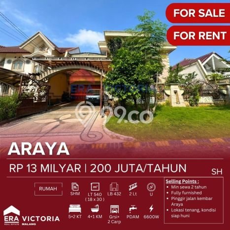 Lokasi terbaik! Rumah siap huni dikontrakkan di Blimbing LB 432m2 Lokasi terbaik! Rumah siap huni dikontrakkan di Blimbing LB 432m2