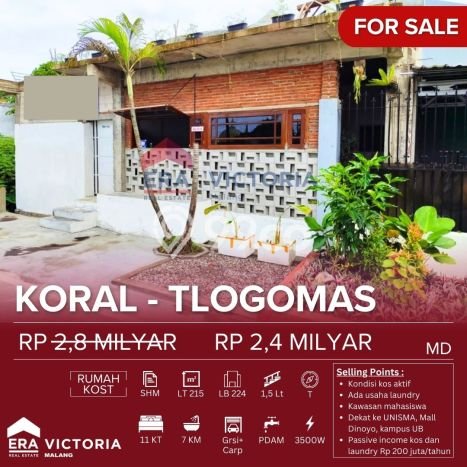Rumah Strategis Modern Lb 224m2 di Lowokwaru, Malang Rumah Strategis Modern Lb 224m2 di Lowokwaru, Malang