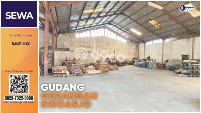 FOR SALE! Gudang di Sidoarjo Sidoarjo, LT 5521m2, LB 5521m2 FOR SALE! Gudang di Sidoarjo Sidoarjo, LT 5521m2, LB 5521m2