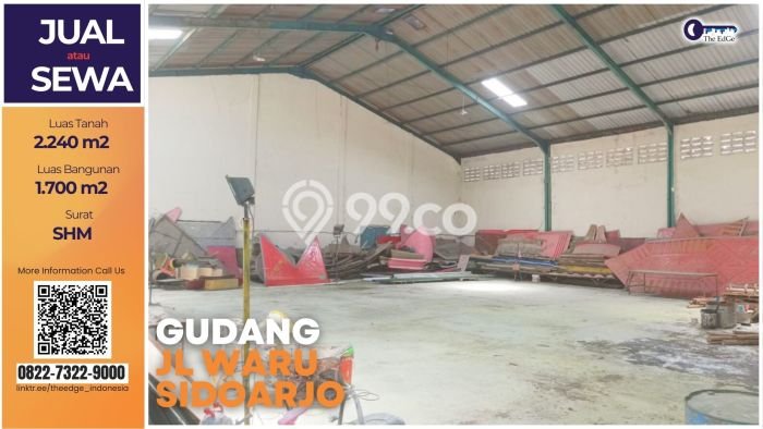 Gudang Bagus LT 2240m2 LB 1700m2 Dijual di Waru Sidoarjo Gudang Bagus LT 2240m2 LB 1700m2 Dijual di Waru Sidoarjo