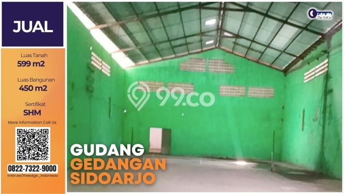 Gudang Bagus LT 599m2 LB 450m2 Dijual di Gedangan Sidoarjo Gudang Bagus LT 599m2 LB 450m2 Dijual di Gedangan Sidoarjo