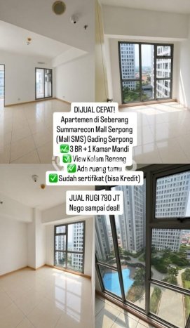 Apartemen Harga Terjangkau untuk Dijual di Gading Serpong Dengan Spesifikasi 3 KT & 1 KM Apartemen Harga Terjangkau untuk Dijual di Gading Serpong Dengan Spesifikasi 3 KT & 1 KM