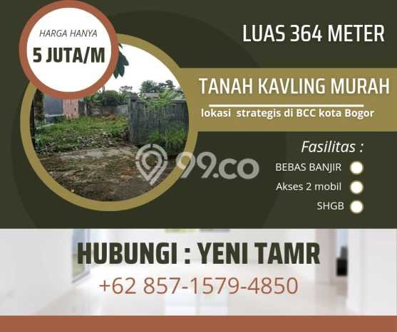 Dijual Tanah 364m2 di Tanah Sareal, Bogor Dijual Tanah 364m2 di Tanah Sareal, Bogor