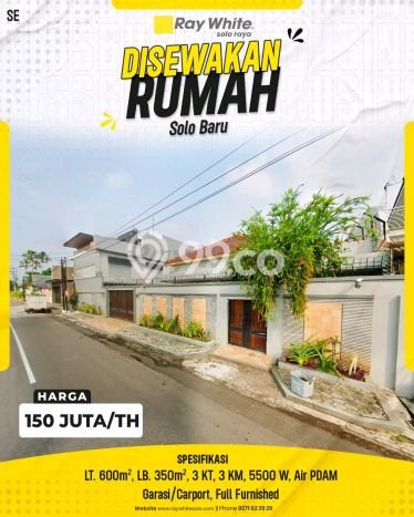 Lokasi terbaik! Rumah siap huni dikontrakkan di Solo Baru LB 350m2 Lokasi terbaik! Rumah siap huni dikontrakkan di Solo Baru LB 350m2