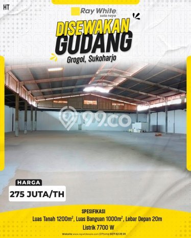 Untuk Disewa Gudang di Grogol Sukoharjo LT 1200m2, LB 1000m2 Untuk Disewa Gudang di Grogol Sukoharjo LT 1200m2, LB 1000m2
