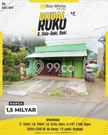 FOR SALE! Ruko di Baki Sukoharjo, LT 192m2, LB 158m2 FOR SALE! Ruko di Baki Sukoharjo, LT 192m2, LB 158m2