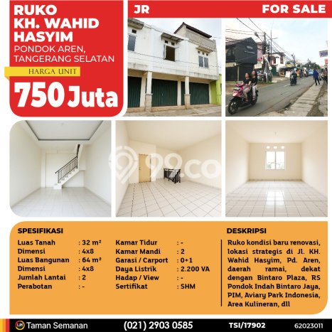 Untuk Dijual Ruko di Pondok Aren Tangerang Selatan LT 32m2 / LB 64m2 Untuk Dijual Ruko di Pondok Aren Tangerang Selatan LT 32m2 / LB 64m2