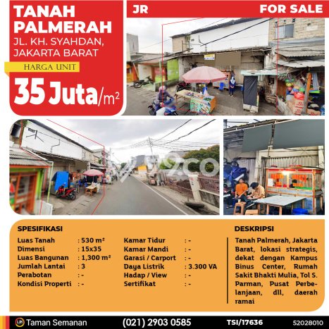 Tanah Kavling untuk Dijual di Palmerah Jakarta Barat 530m2 Tanah Kavling untuk Dijual di Palmerah Jakarta Barat 530m2