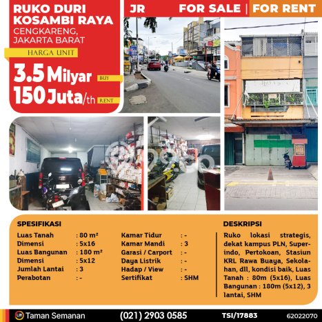Ruko bagus disewakan di Cengkareng Jakarta Barat dengan LB 180m2 harga sewa terbaik Ruko bagus disewakan di Cengkareng Jakarta Barat dengan LB 180m2 harga sewa terbaik