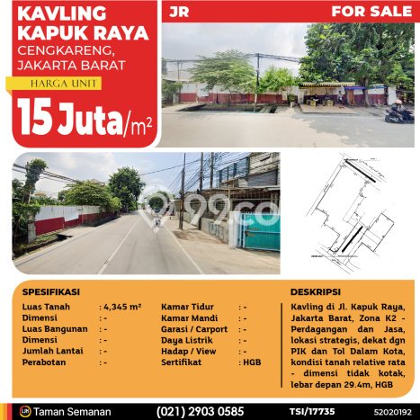 Tanah Komersial Dijual di Cengkareng Jakarta Barat 4345m2 Tanah Komersial Dijual di Cengkareng Jakarta Barat 4345m2