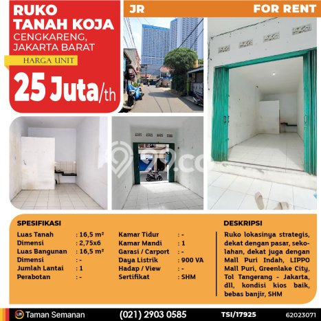 Unit Ruko Paling Strategis di Cengkareng Jakarta Barat dengan LB 16m2 Unit Ruko Paling Strategis di Cengkareng Jakarta Barat dengan LB 16m2