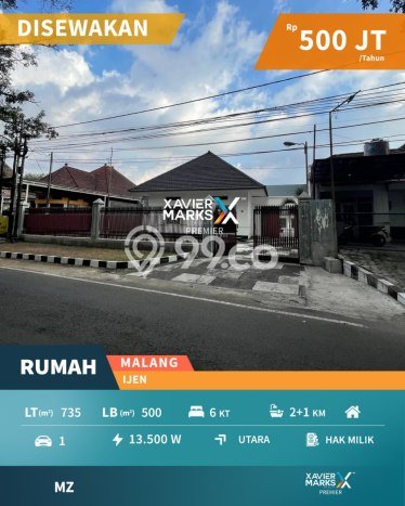 Lokasi strategis! Rumah siap huni disewakan di Klojen LB 500m2 Lokasi strategis! Rumah siap huni disewakan di Klojen LB 500m2