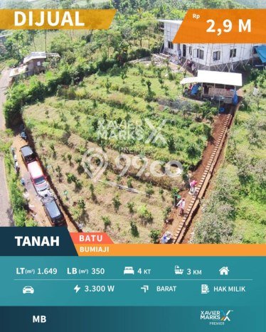 Lahan untuk Dijual di Bumiaji Batu Luas 1649m2 Lahan untuk Dijual di Bumiaji Batu Luas 1649m2