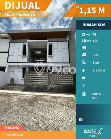 FOR SALE Kost 6 Kamar, 6 Kamar Mandi di Lowokwaru, Malang, Luas 120m2 FOR SALE Kost 6 Kamar, 6 Kamar Mandi di Lowokwaru, Malang, Luas 120m2