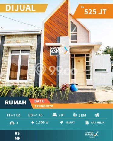 Rumah Strategis Minimalis Lb 45m2 di Batu, Batu Rumah Strategis Minimalis Lb 45m2 di Batu, Batu