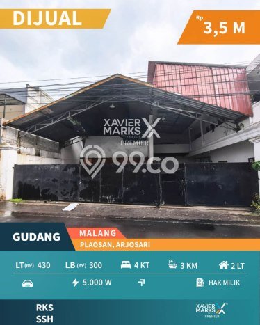 Area Ramai! Gudang Dijual di Blimbing untuk Bisnis Luas Bangunan 300m2 Area Ramai! Gudang Dijual di Blimbing untuk Bisnis Luas Bangunan 300m2