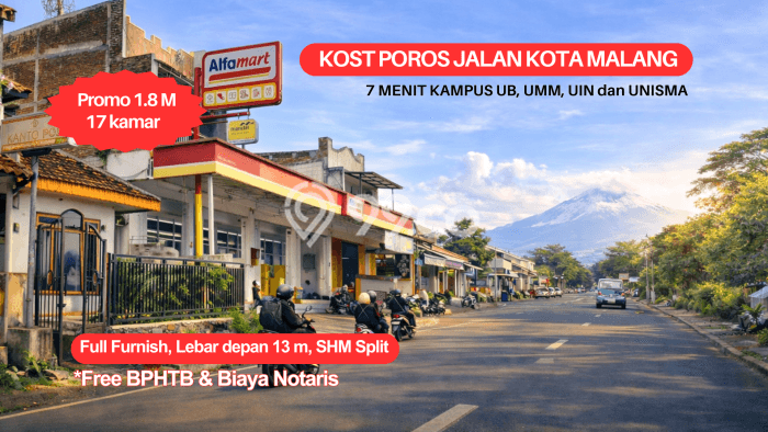 Rumah Kost Dijual di Lowokwaru, Malang, Spesifikasi 17 KT, 17 KM, 225m2 Rumah Kost Dijual di Lowokwaru, Malang, Spesifikasi 17 KT, 17 KM, 225m2