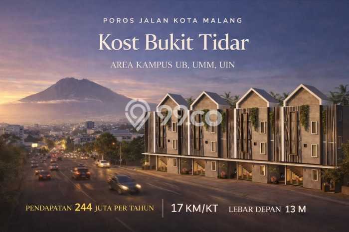 Dijual Segera Kost 17 Kamar, 17 Kamar Mandi di Lowokwaru, Malang, Luas 198m2 Dijual Segera Kost 17 Kamar, 17 Kamar Mandi di Lowokwaru, Malang, Luas 198m2