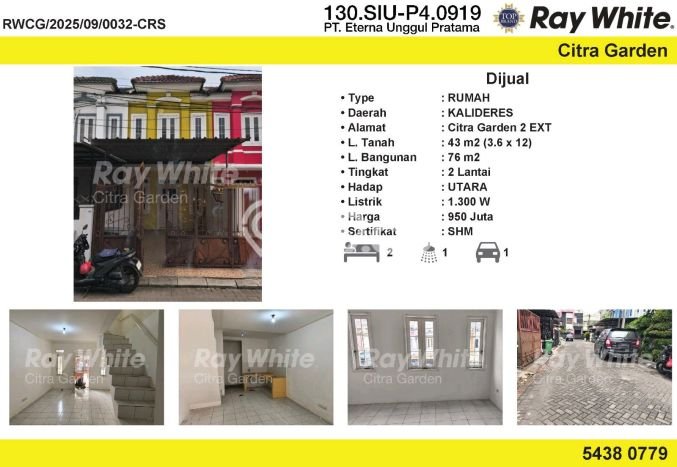 Bisa KPR! Rumah Citra Garden, Jakarta Barat, Luas 43m2m² Bangunan 76m2m² Bisa KPR! Rumah Citra Garden, Jakarta Barat, Luas 43m2m² Bangunan 76m2m²