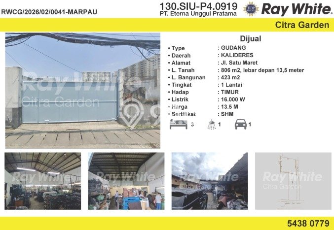 Gudang Dijual di Prime Area Jakarta Barat Luas 423m2 Gudang Dijual di Prime Area Jakarta Barat Luas 423m2