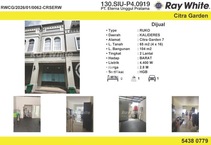 Ruko Dijual di Jakarta Barat LT 65m2 & LB 104m2 Lokasi Terbaik! Ruko Dijual di Jakarta Barat LT 65m2 & LB 104m2 Lokasi Terbaik!