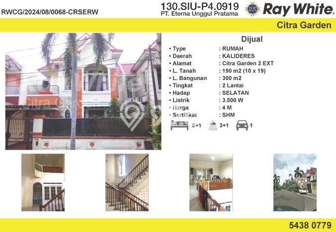 INVESTASI TEPAT! Rumah area Citra Garden, LT 190m² Bangunan 300m² INVESTASI TEPAT! Rumah area Citra Garden, LT 190m² Bangunan 300m²