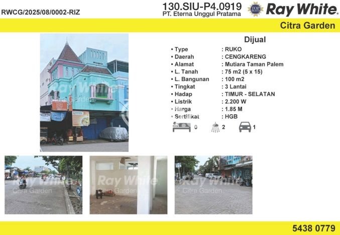 Unit Ruko Dijual di Jakarta Barat LT 75m2 & LB 100m2 Unit Ruko Dijual di Jakarta Barat LT 75m2 & LB 100m2