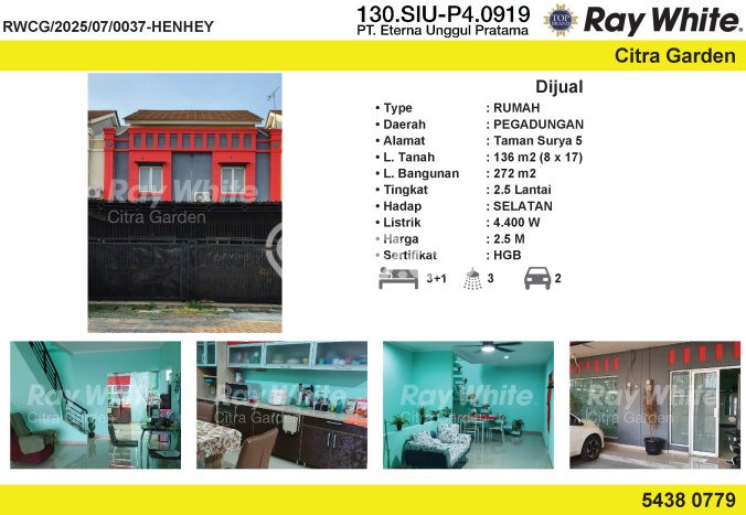 Jual Rumah Eksklusif 3 KT di Taman Surya, Jakarta Barat Jual Rumah Eksklusif 3 KT di Taman Surya, Jakarta Barat