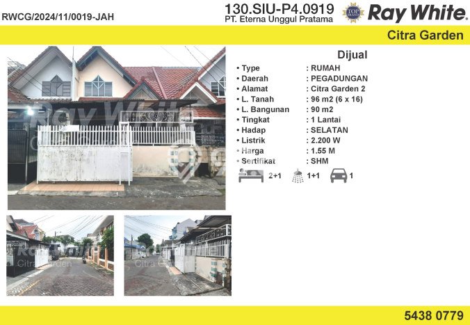 Rumah Siap Huni 2 KT 1 KM di Citra Garden, Jakarta Barat Rumah Siap Huni 2 KT 1 KM di Citra Garden, Jakarta Barat