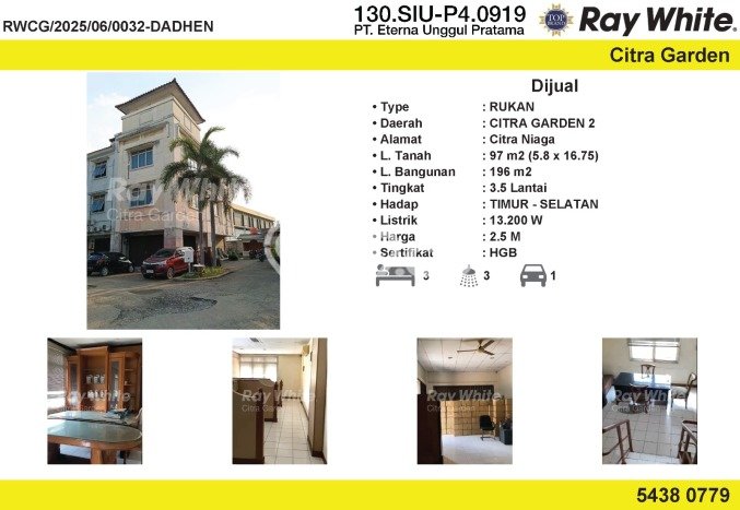 Ruko Strategis Kawasan Citra Garden, Luas 196m², Mainroad, Tingkat Keramaian Tinggi Ruko Strategis Kawasan Citra Garden, Luas 196m², Mainroad, Tingkat Keramaian Tinggi