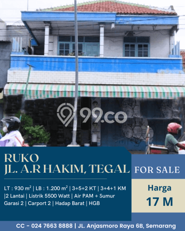 Untuk Dijual Ruko di Tegal Timur Tegal LT 930m2 / LB 1200m2 Untuk Dijual Ruko di Tegal Timur Tegal LT 930m2 / LB 1200m2
