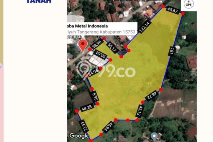 Tanah di Balaraja, Tangerang Luas 19645m2 Dijual Segera Tanah di Balaraja, Tangerang Luas 19645m2 Dijual Segera