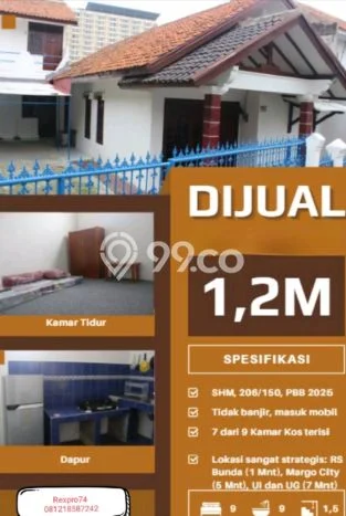 Untuk Dijual Kost 9 Kamar di Depok untuk Investasi Anda Untuk Dijual Kost 9 Kamar di Depok untuk Investasi Anda