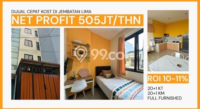 Kost Dijual di Jembatan Lima dengan 20 KT dan Luas 310m2 Kost Dijual di Jembatan Lima dengan 20 KT dan Luas 310m2