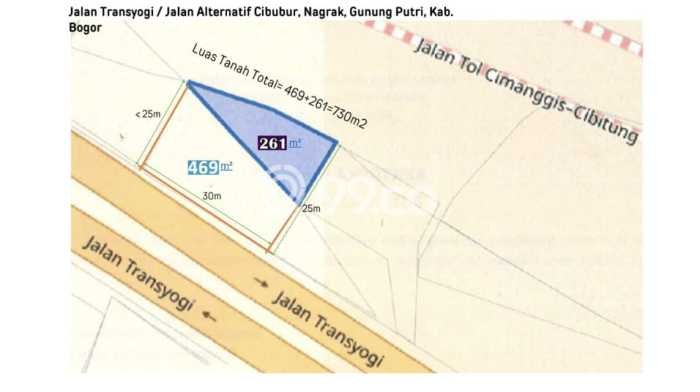 Kavling Tanah untuk Dijual di Kota Wisata, Bogor, Luas 730m2 Kavling Tanah untuk Dijual di Kota Wisata, Bogor, Luas 730m2