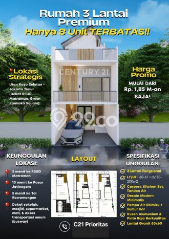 Rumah Modern 4 KT di Utan Kayu Jakarta Timur Unfurnished Rumah Modern 4 KT di Utan Kayu Jakarta Timur Unfurnished