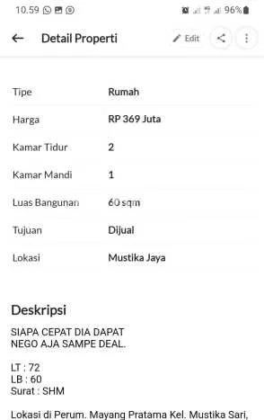 Rumah Minimalis LB/LT 60m2/72m2 Dijual di Mustikasari, Bekasi Rumah Minimalis LB/LT 60m2/72m2 Dijual di Mustikasari, Bekasi
