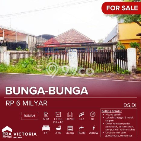 Rumah Nyaman 4 KT di Lowokwaru, Malang - Luas Tanah 613m2m² Rumah Nyaman 4 KT di Lowokwaru, Malang - Luas Tanah 613m2m²