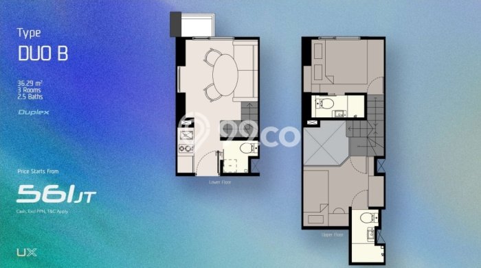 Unit Apartemen Dijual di Karawaci, Tangerang, dengan 2 Bedroom, 3 Bathroom Unit Apartemen Dijual di Karawaci, Tangerang, dengan 2 Bedroom, 3 Bathroom