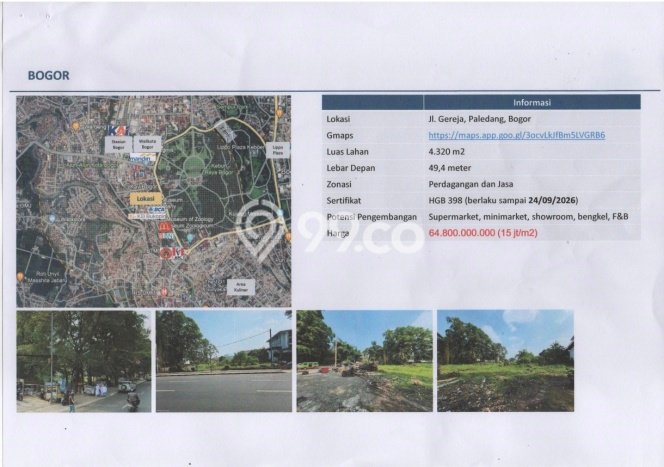 Tanah Kavling Dijual di Paledang, Bogor dengan Luas Tanah 4320m2 Tanah Kavling Dijual di Paledang, Bogor dengan Luas Tanah 4320m2