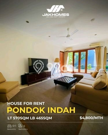 Hunian Modern Untuk Disewakan di Pondok Indah Jakarta Selatan 5 KT & 4 KM Hunian Modern Untuk Disewakan di Pondok Indah Jakarta Selatan 5 KT & 4 KM